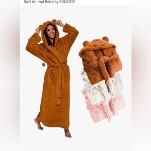 🌟Funziez Brown Bear Hooded Fleece Robe Size XXL